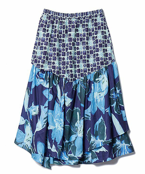 【タグ付未使用】kk closet購入　ブルータイダイ柄skirt ダイタンMIX柄々SK | AS KNOW AS オンラインショップ