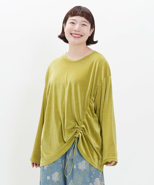♡ベロア素材のカットソー♡　2022秋冬新作　38サイズ 【新品未使用】 ベロア素材五分袖Tシャツトップス/レディース/カットソー/半袖 [C2862
