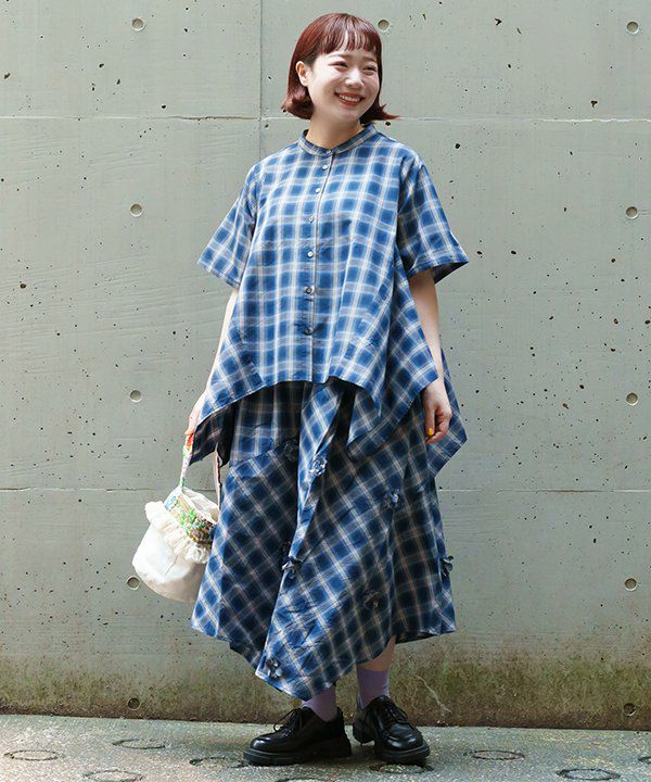 アリス様✨️アズノゥアズ オオラカチェックに咲いたよOP グリーン 1サイズ チェックに咲いたよSH | AS KNOW AS オンラインショップ