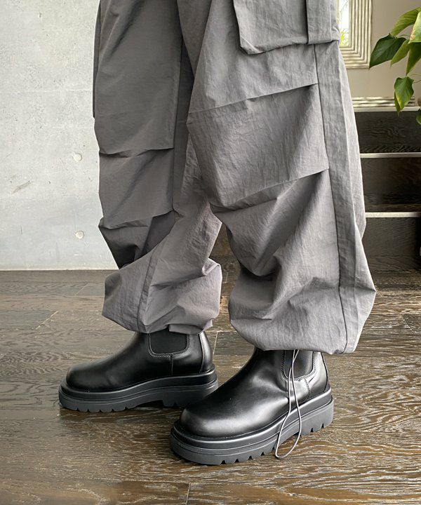 【グレー】ベロア切替 サイドゴアブーツ ベロア切替 サイドゴアブーツ｜OUTLET (MEN'S) / アウトレット