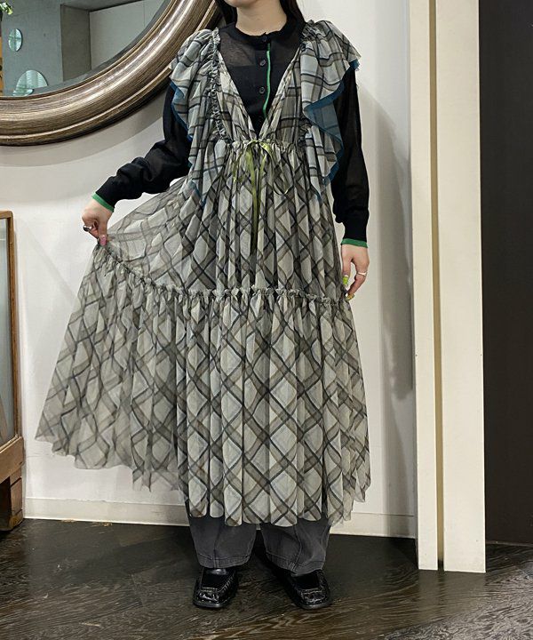 チェック重ねチュールOP | AS KNOW AS オンラインショップ