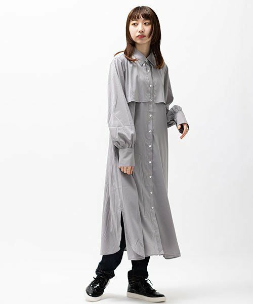AP STUDIO maison jejia ノーカラーシャツ　ロングシャツ AP STUDIO - AP STUDIO maison jejia ノーカラーシャツ ロングシャツの