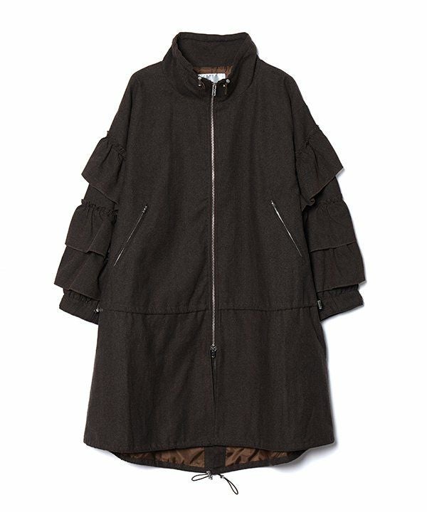 フリル付き黒ロングコート フリルフリルロングコート | AS KNOW AS オンラインショップ