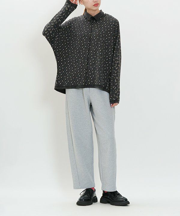 スカルモチーフ スリムフィットパンツ グレー kOhAKUハイウエストグルカパンツ※[品番：MITW0017539]｜osharewalker