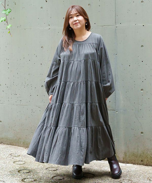 5段ギャザのデニムOP | AS KNOW AS オンラインショップ