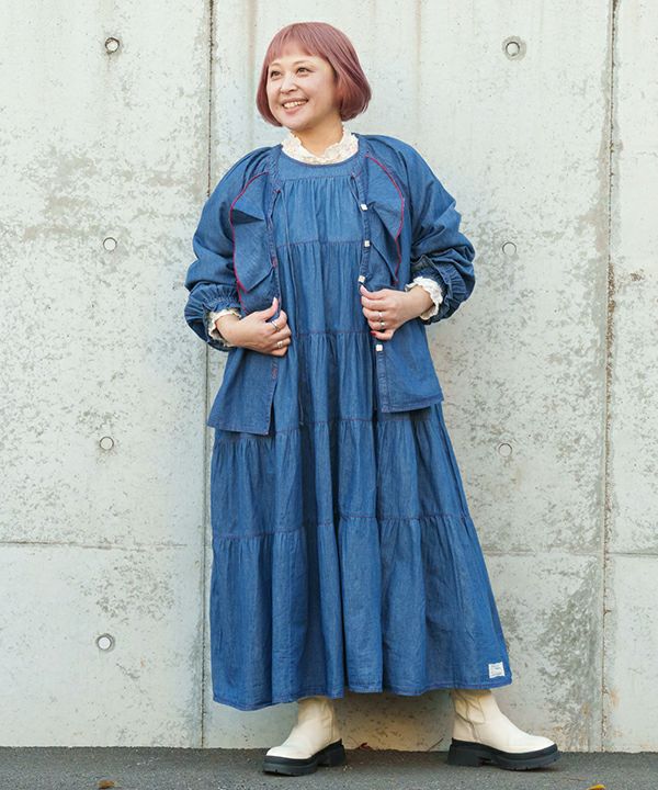 5段ギャザのデニムOP | AS KNOW AS オンラインショップ