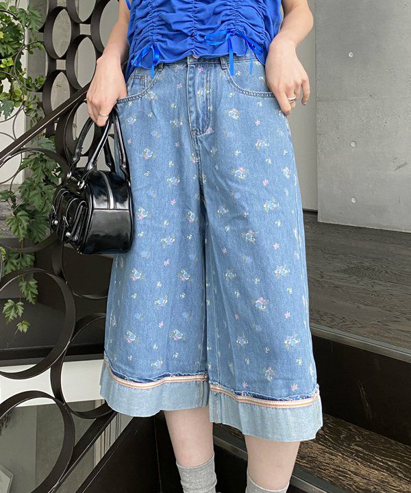 小花舞うワイドデニム | AS KNOW AS オンラインショップ 小花舞うワイドデニム | AS KNOW AS オンラインショップ