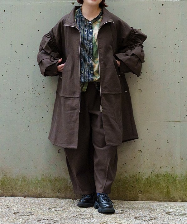 【タグ付き】ΕIKO KONDO ロングコート 黒×グレー 42サイズ B14 ルエレ Louere Louere 2wayステンカラーロングコート （ダークグレー