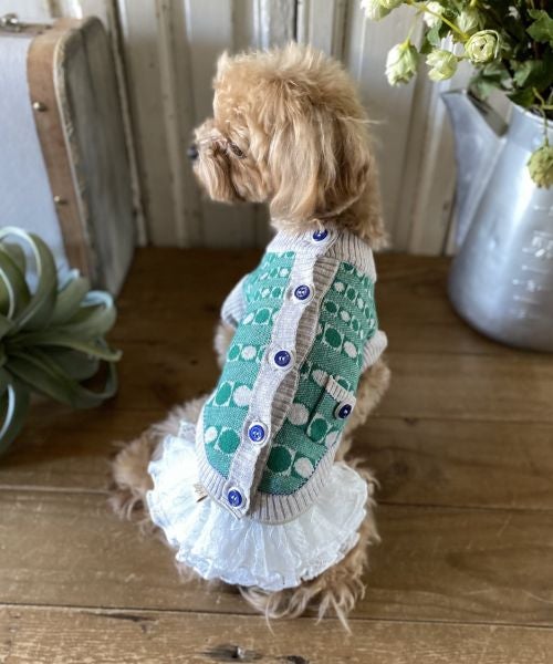 専用❣️わんちゃん〜ニットお洋服♪顔刺繍に肉球チャーム付き❤ ドドッとニットPO | AS KNOW AS オンラインショップ