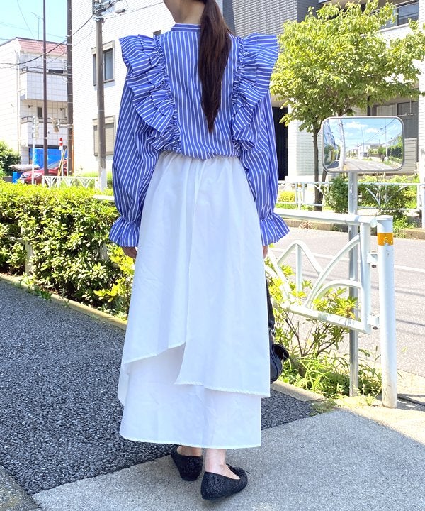 NOBLE スカラ刺繍フリルブラウス バンドカラー シャツ ホワイト 美品 楽天市場】【SALE／30%OFF】スカラ刺繍フリルブラウス NOBLE ノーブル