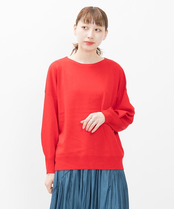 ヨーコチャン  薄手半袖トップス 朱赤 レッド カットソー 首まわりしっかり五分袖Tシャツ Girl'sTシャツ 61C33 サイズ F | 快晴堂