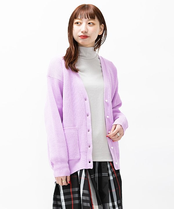 美品▲ebureエブール//ウールカーディガン▲ピンクパープル　ゆったり News | ebure(エブール)
