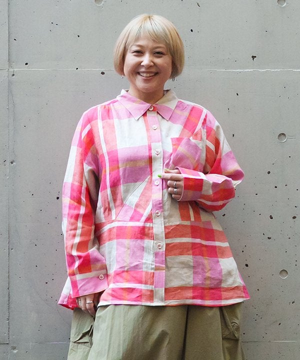 新品タグ付き　OBLI ピンクチェックシャツ OY/オーワイ』 B.S CHECK SHIRTS/B.S チェックシャツ OY│A'GEM/9×.KOM