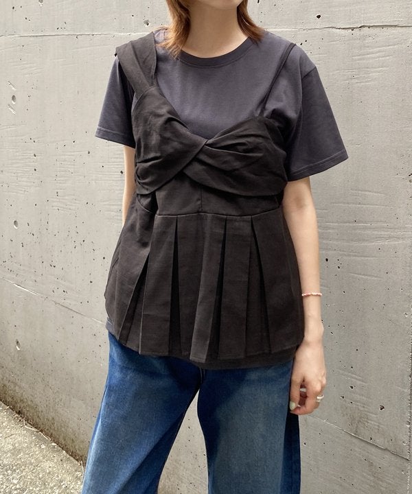 【未使用】ロールアップTビスチェset CLEA tシャツ ニットビスチェセットシアートップス メンズ レディース