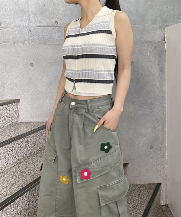 パウダーベアジャガードプルオーバー　刺繍ボーダーロングパンツ　ミントグリーン お花刺繍カーゴハーフPT | AS KNOW AS オンラインショップ