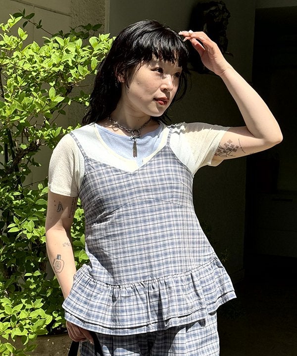 flower シアーチェックキャミ 30%OFF】sheer check cami onepiece～ｼｱｰﾁｪｯｸｷｬﾐﾜﾝﾋﾟｰｽ | flower
