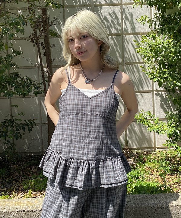 flower シアーチェックキャミ 30%OFF】sheer check cami onepiece～ｼｱｰﾁｪｯｸｷｬﾐﾜﾝﾋﾟｰｽ | flower