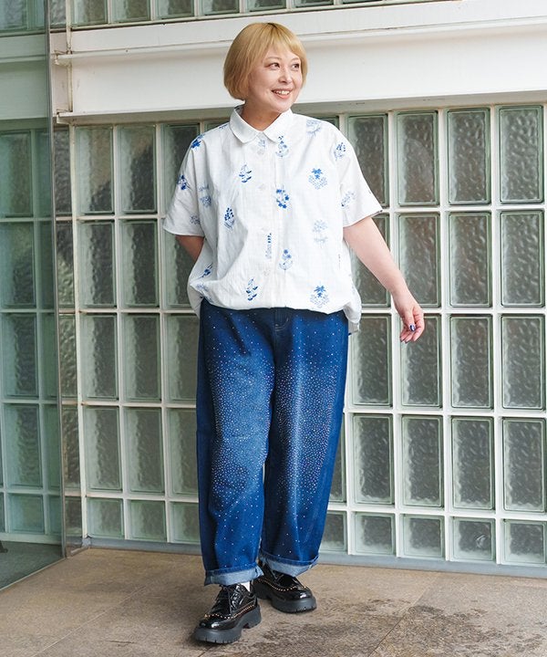 新品未使用 ジョンスメドレー 蝶と小花の刺繍　VネックTシャツ　M（大きめ） JOHN SMEDLEY｜ジョンスメドレー日本公式