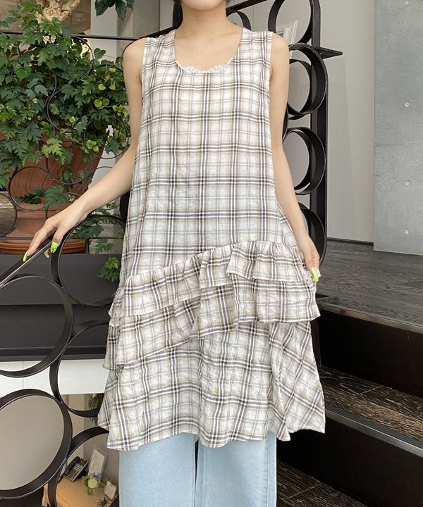 【特注】as know as チェック柄 フリルワンピース スカート別売り チェッケンフリルOP | AS KNOW AS オンラインショップ