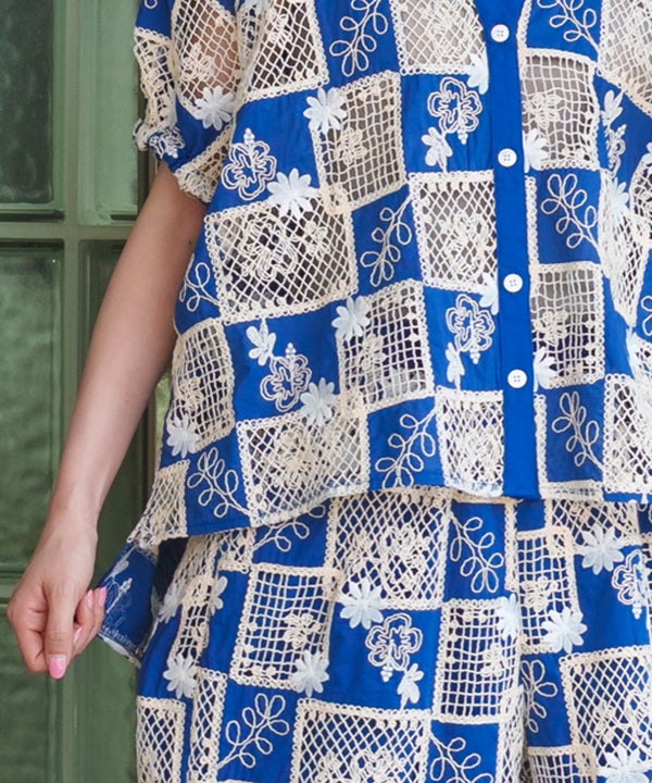 【新品未開封品】レースと刺繍とそれとＳＨ【サイズ3】青✕白【asknowas】 レースと刺繍とそれとSH | AS KNOW AS オンラインショップ