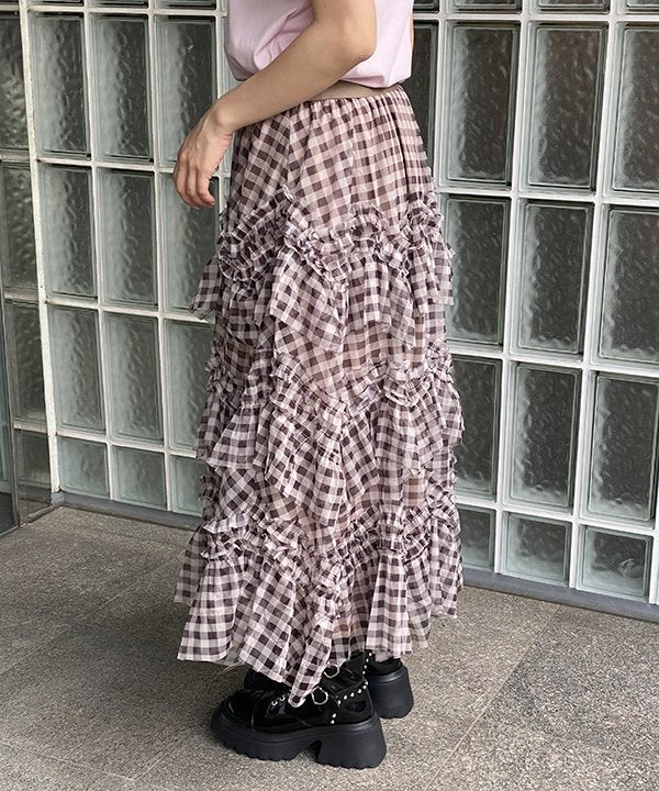 【特注】as know as チェック柄 フリルワンピース スカート別売り チェックピロピロSK | AS KNOW AS オンラインショップ