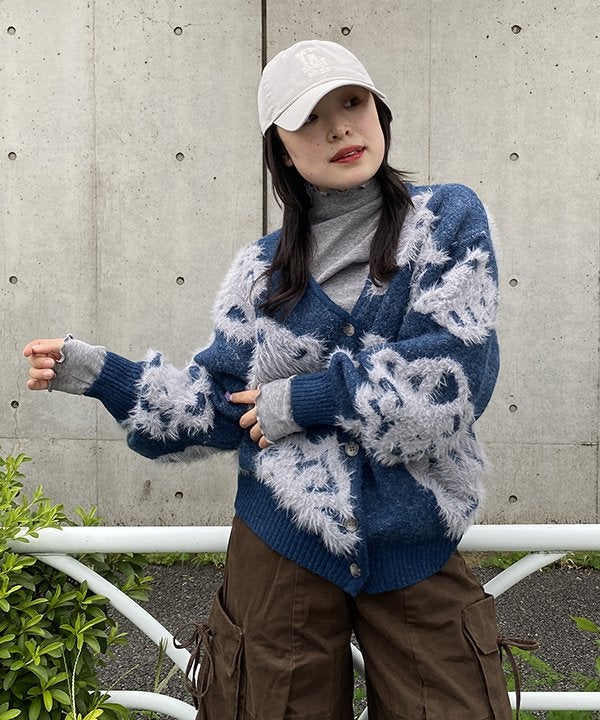 フェザー花柄ミドルカーデ | AS KNOW AS オンラインショップ