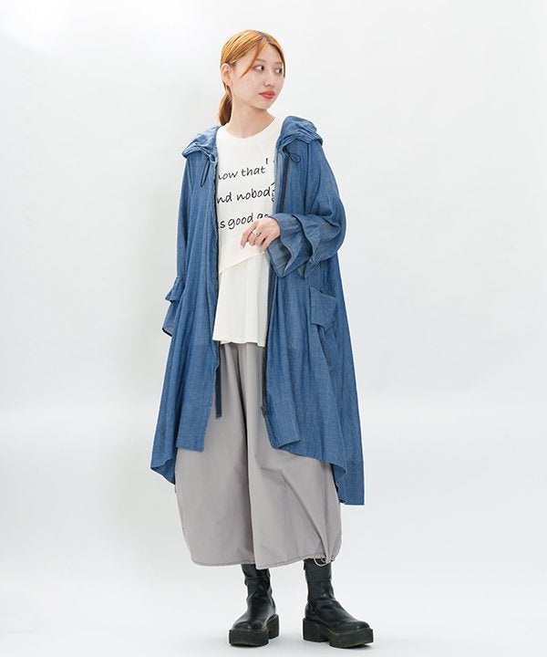 conges payes イタリア生地 フードコート 青 F ゆったり うすシアでフーディCO | AS KNOW AS オンラインショップ